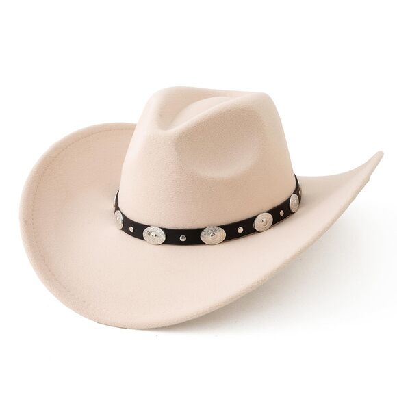 6854 Women Men Felt Wide Brim Western Cowboy Hats Belt Buckle Panama Hat main image 8